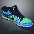 Colorful Stylish Sneakers With Blue Green Gradient Design Black Laces White Sole Logo