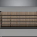 Contemporary Wooden Bookshelf Design With Multiple Shelves And Red Geometric Accents