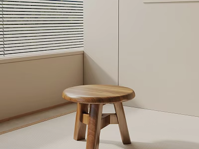 Modern Minimalist Wooden Round Side Table With Sturdy Legs For Living Room Corner Decor 3d model