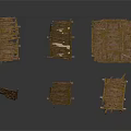 Worn Wooden Table And Chair Components For Scene Design And Decoration