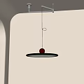 Stylish Pendant Light with Green Circular Ring Red Sphere Decoration and Metal Bracket Hanging on White Wall