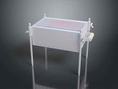 Household Portable Outdoor Grill With Stainless Steel Frame And Red Heating Elements 3d model