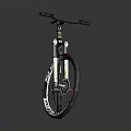 Mountain Bike With Black Yellow Frame White Red Wheels On Modern Black Background