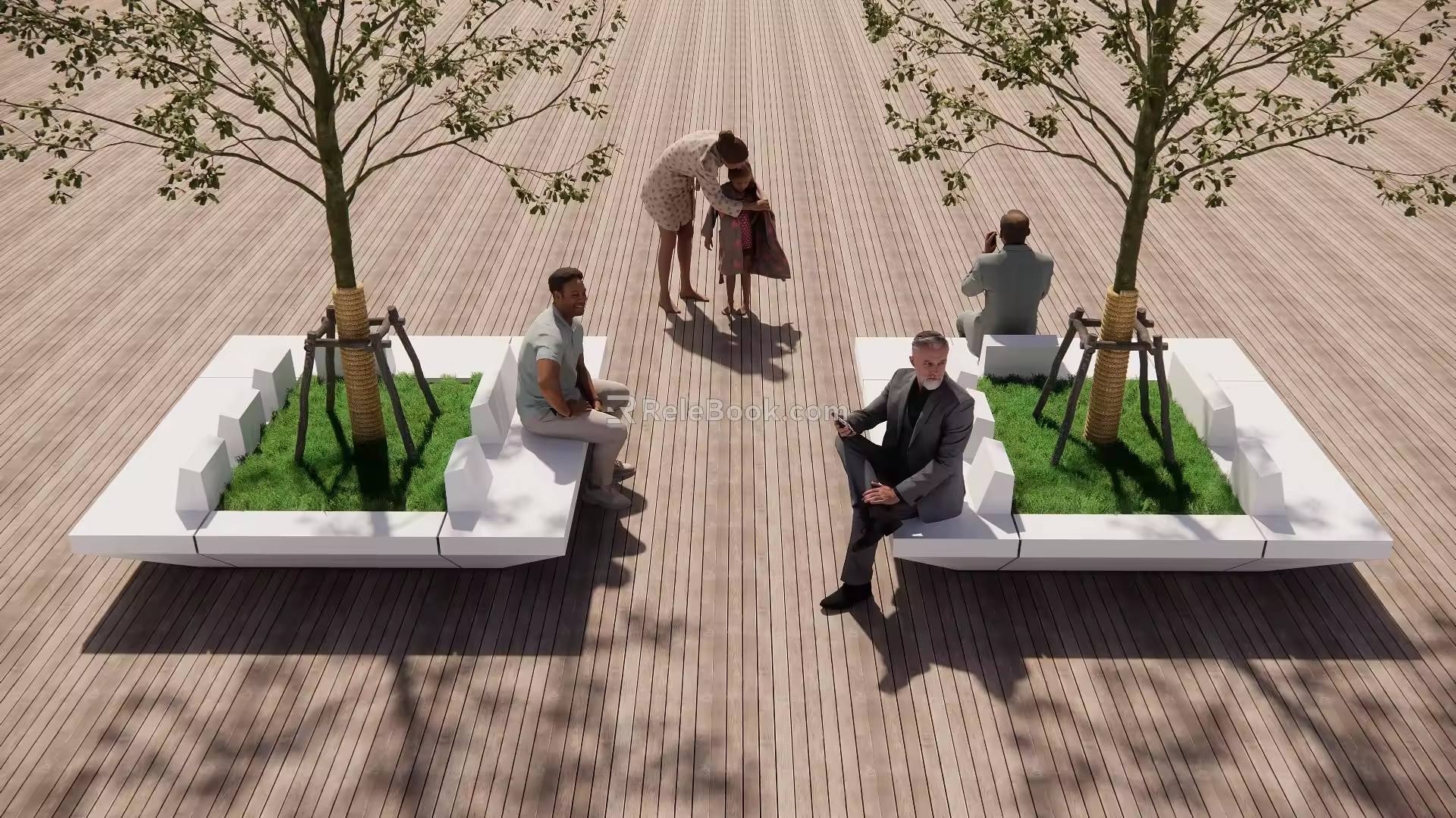 Modern tree pool tree pool seat 3d model