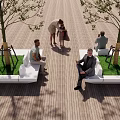 Modern tree pool tree pool seat 3d model