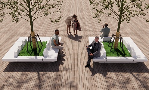 Modern tree pool tree pool seat 3d model