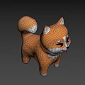 3D Shiba Inu Toy Cartoon Style Orange White Fur Winking Tongue Out Blue Background