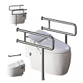 Accessible Toilet With Stainless Steel Grab Bars For Bathroom Safety And Installation