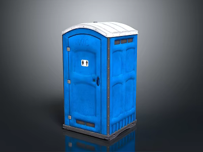 Blue Portable Toilet Building With White Roof And Number 11 Door 3d model
