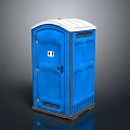 Blue Portable Toilet Building With White Roof And Number 11 Door