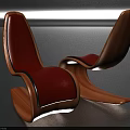 Modern Curved Wooden Leisure Chairs With Red Cushioned Seats And Sleek Design