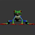 Vibrant Colorful Frog With Green Body Red Eyes Blue Legs And Red Toes