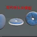 Modern Pillow 3D Models with Blue Design and Round Shape for Interior Decor 3d model