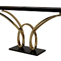 Elegant Modern Console Table With Brass Curved Legs And Black Tabletop