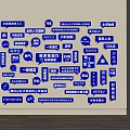 Blue Vocabulary Word Tags Wall With Various Concept Keywords On White Background