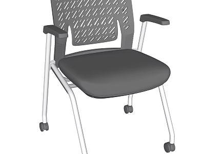 Ergonomic Office Chair With Perforated Backrest Black Padded Seat Silver Metal Legs And Wheels 3d model