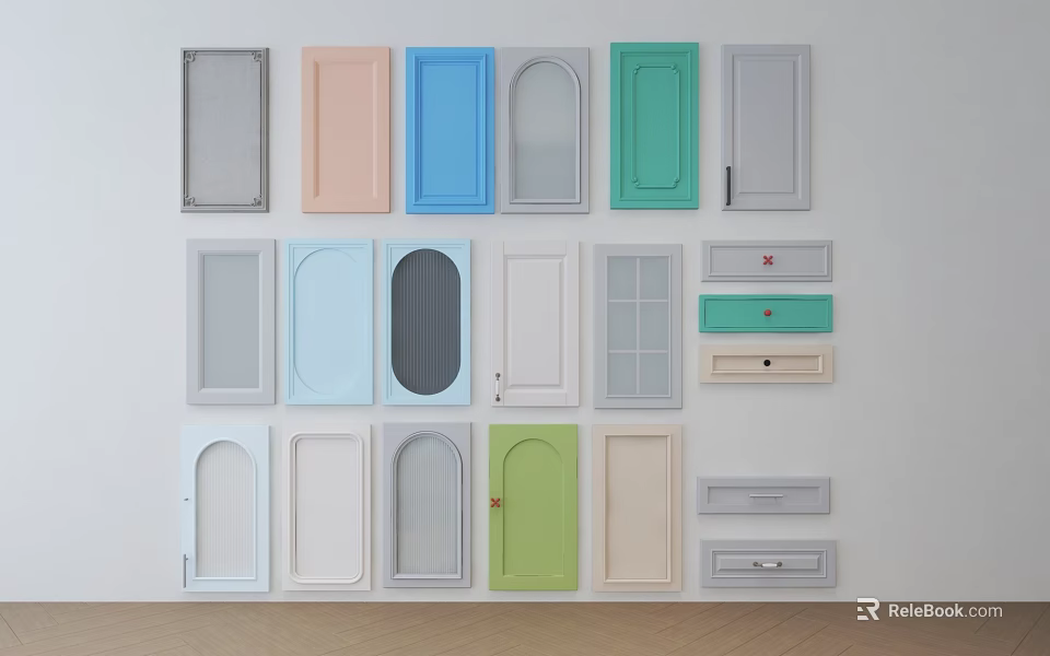 Various Hinged Doors In Diverse Colors And Styles For Interior Design 3d model 
