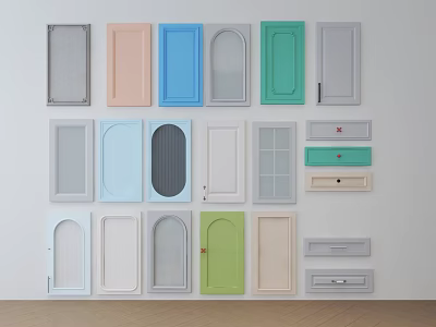 Various Hinged Doors In Diverse Colors And Styles For Interior Design 3d model