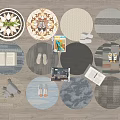 Modern Carpet Combo Round Carpet Shoes Books 3d model