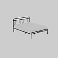 Double Bed with Black Metal Frame Simple Design and White Diamond Stitched Mattress