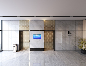 modern elevator hall 3d model