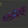 Futuristic Sci-Fi Spaceship Model With Detailed Blue Exterior And Orange Accents
