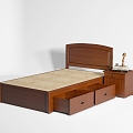 Modern Single Bed Bedside Cabinet Drawer Bed Solid Wooden Bed Dormitory Bed 3d model