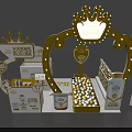 Guanyi Milk Interactive Zone With Decorative Crown Arch Display Stands And Products 3d model