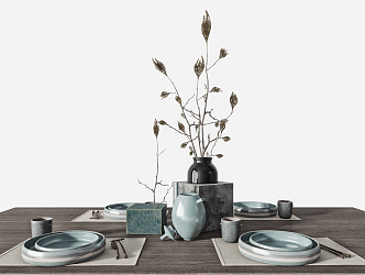 New Chinese Tableware Combination 3d model