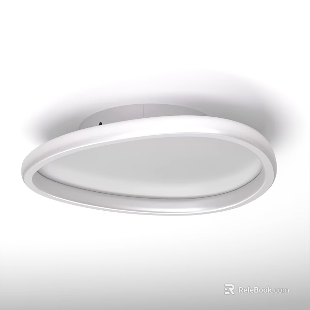 Modern White Oval Ceiling Light With Sleek Design And LED Illumination 3d model 