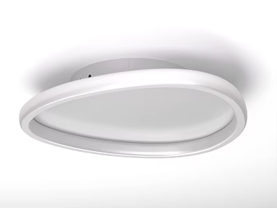 Modern White Oval Ceiling Light With Sleek Design And LED Illumination 3d model