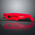 Red Milwaukee Utility Knife With Ergonomic Black Handle And Reflective Surface