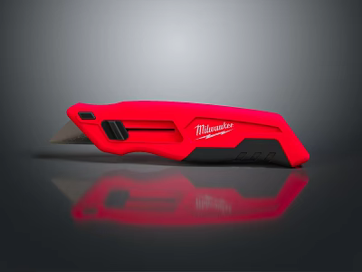 Red Milwaukee Utility Knife With Ergonomic Black Handle And Reflective Surface 3d model