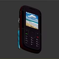 Old Feature Mobile Phone With Keypad And Scenic Screen Display Blue Sky White Cloud Beach