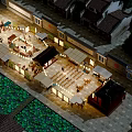 Traditional Commercial Street At Night With Traditional Architecture Lit Stalls Lotus Pond And People Walking