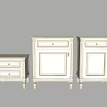 Classic White Bedside Tables Set With Drawers Cabinet Doors And Decorative Trim