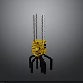 Yellow Industrial Mechanical Equipment With Black Support Legs And Hanging Chains