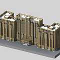 Modern Hotel Building With Connected Sections Multiple Floors Large Windows And Front Entrance