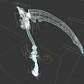 Medieval Fantasy Scythe With Ornate Bone Handle And Rustic Metal Blade