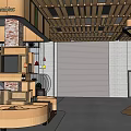 Supermarket Department Store Interior With Vegetables Section And Wooden Decor Display Shelves