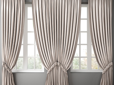 French Curtain Cloth Curtain Draw Curtain 3d model