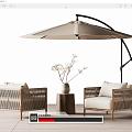 Modern Outdoor Leisure Chair Outdoor Table and Chair Rattan Chair Sunshade 3d model