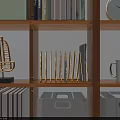 Golden Metal Frame Bookcase With Minimalist Modern Design And Some Books On Black Background