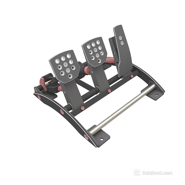 Professional Racing Simulation Pedal Set With Three Pedals Multiple Buttons And Metal Frame 3d model 