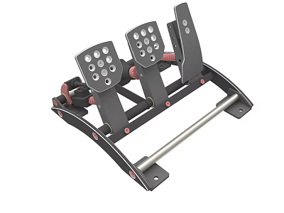 Professional Racing Simulation Pedal Set With Three Pedals Multiple Buttons And Metal Frame 3d model
