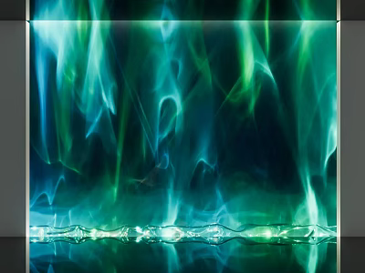 Outdoor Lights With Green Blue Dynamic Glowing Light Effects And Modern Metal Frame 3d model