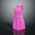 Stylish Women's Pink Checkered Dress With Spaghetti Straps And Waist Belt