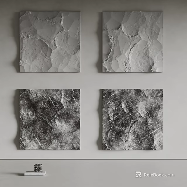 Square Natural Stone and Wood Texture Decorative Panels for Wall Design 3d model 