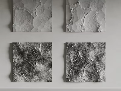 Square Natural Stone and Wood Texture Decorative Panels for Wall Design 3d model