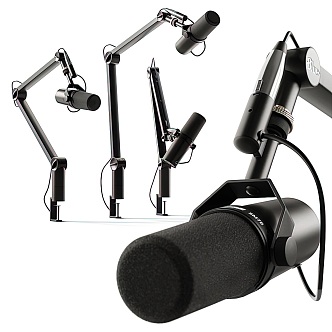 Modern microphone professional rotatable adjustable microphone combination recording microphone equipment music equipment combination 3d model